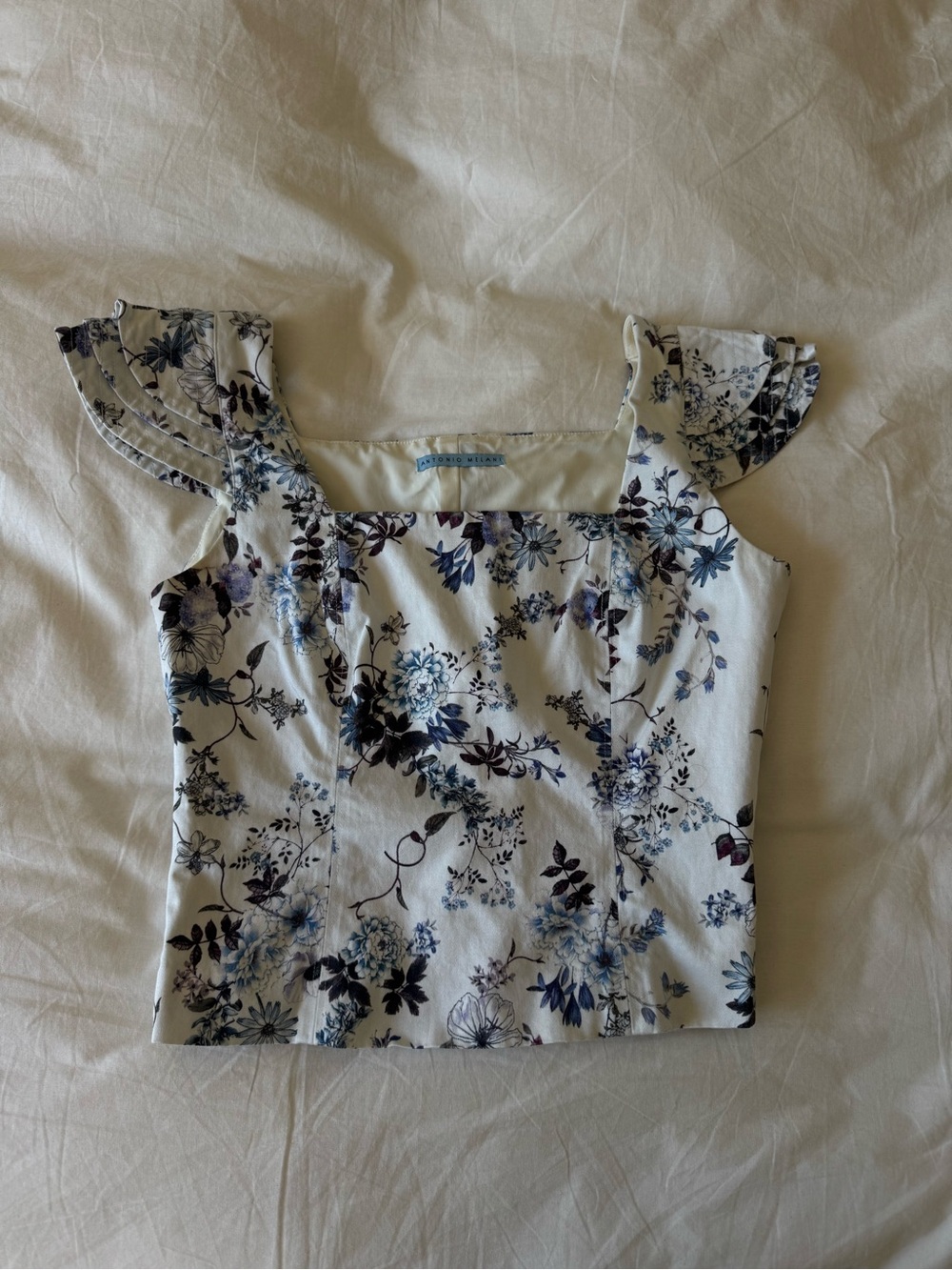 Antonio Melani Floral Square-Neck Crop Top